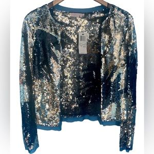 MaxAzria Collection Runway Sequined Tulle Jacket Y2K NWT Gold Black Silver